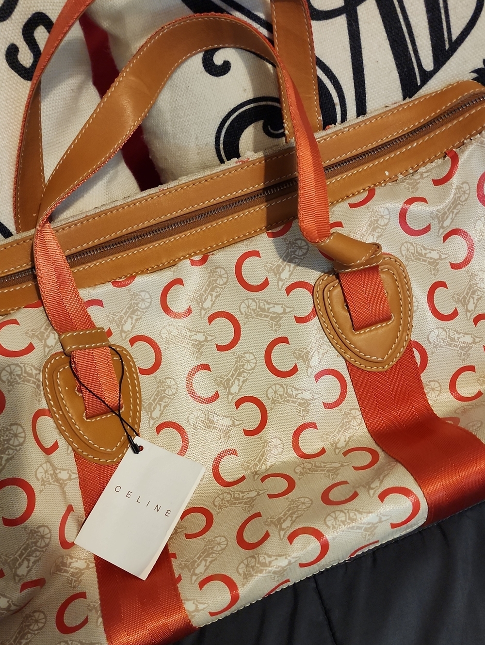 Authentic CELINE Paris Cream Canvas Travel Duffel Bag - New With Tags! - Picture 2 of 12